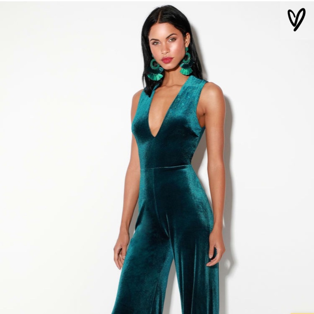 Teal velvet Lulu’s jumpsuit